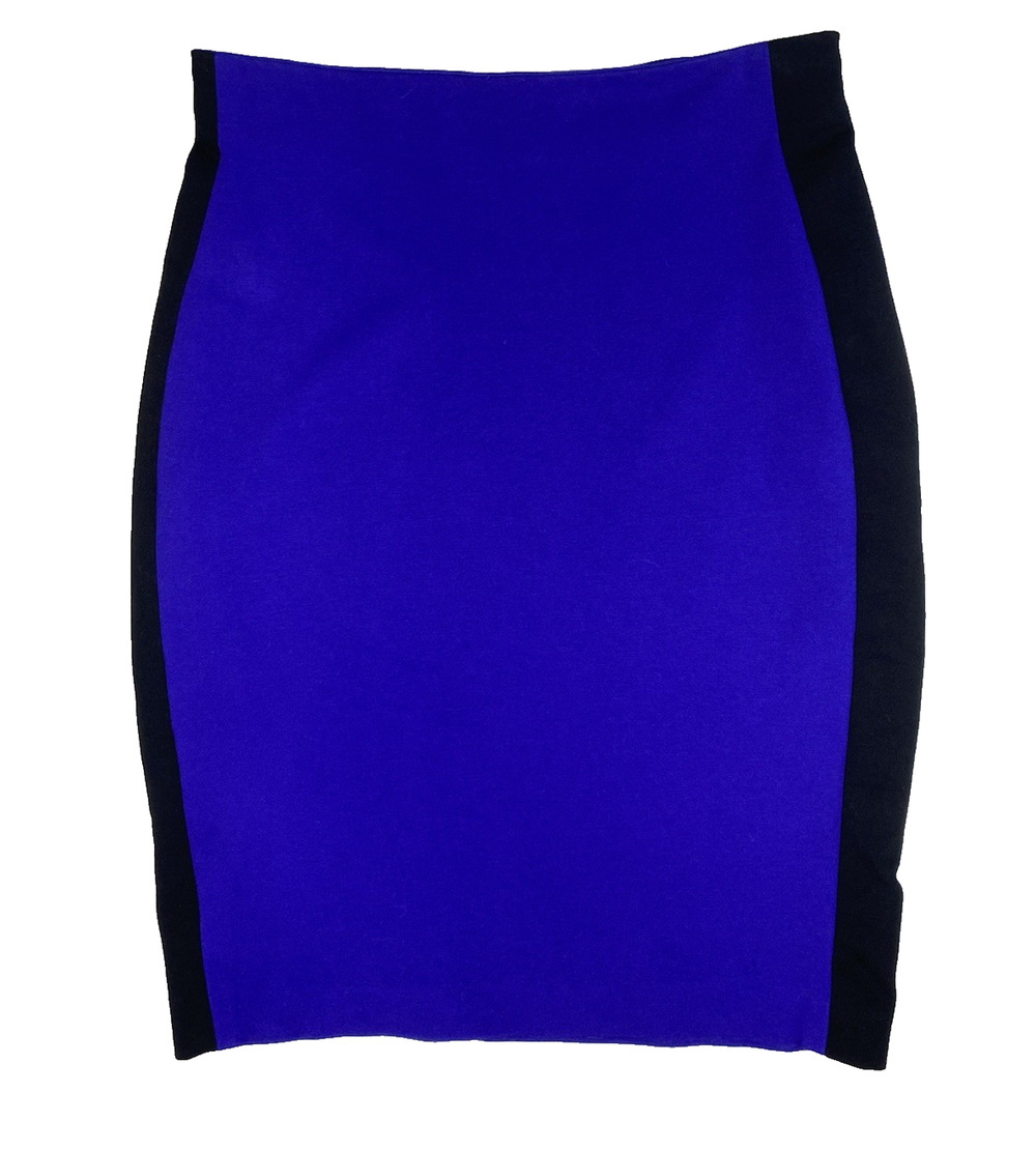 Diane Von Furstenberg Pencil Skirt Womens 8 Black & Blue Marta Panel Career Mini